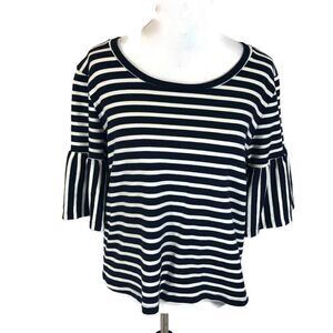 W5 Size XL Ruffled Sleeved‎ Blue & White Blouse